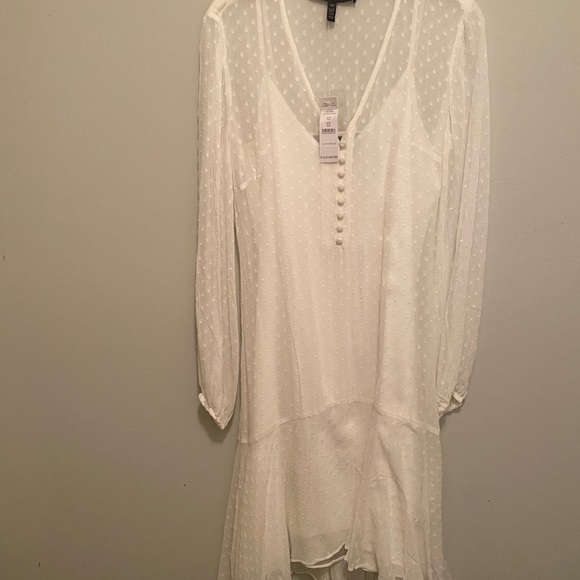 NWT White House Black Market Beautiful white dress - sheer fabric with lining - Picture 4 of 6